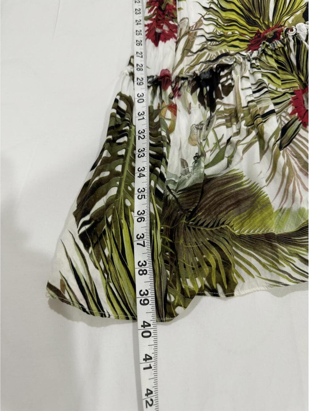 Gianni Bini Tropical Palm Leaf High Neck Maxi Dress XL White Floral Resortwear - Picture 9 of 9